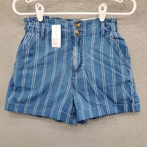 American Eagle Super Hi Rise Shorts Womens Size 4 Striped Blue NWT